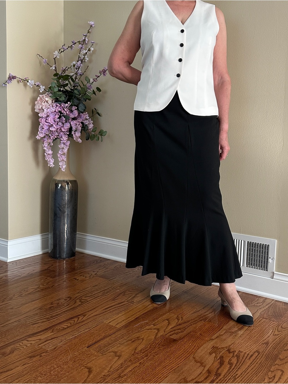 H&M Classic Black Flared Maxi Lined Women's Skirt, Sz 12